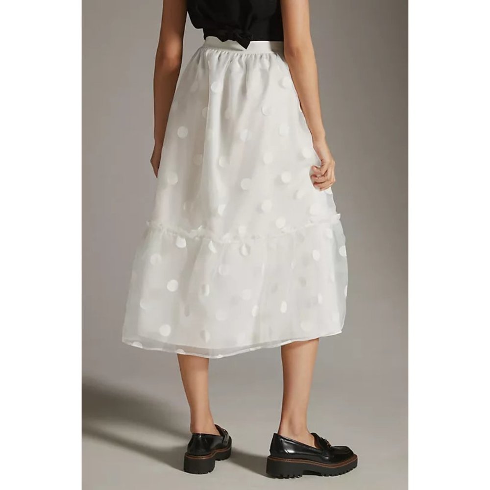 Anthropologie Eva Franco Tulle Midi Skirt White Organza - Picture 5 of 6